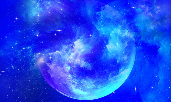 藍(lán)色星空kv唯美夢(mèng)幻月食背景