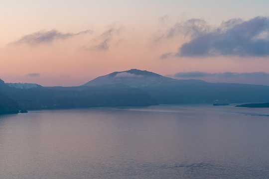 希腊地中海火山日出