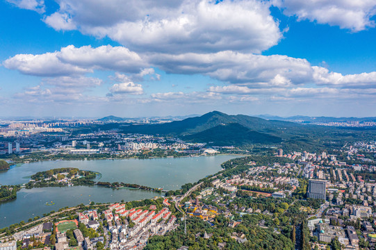 南京玄武湖紫金山美景航拍