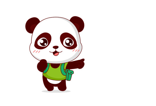 原创手绘卡通熊猫动物插画图片