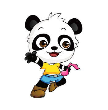 原创手绘卡通熊猫动物插画图片