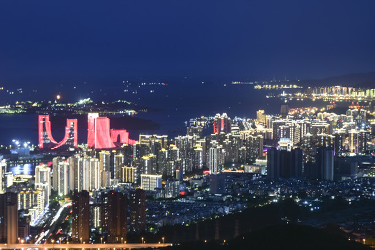 厦门海上城市夜景