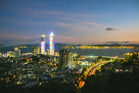 厦门海上城市夜景