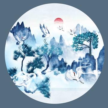 迎客松掛畫