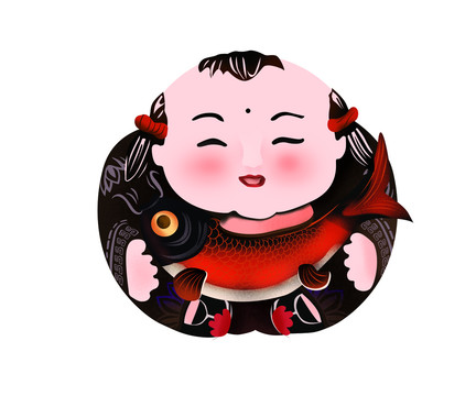 抱魚福娃