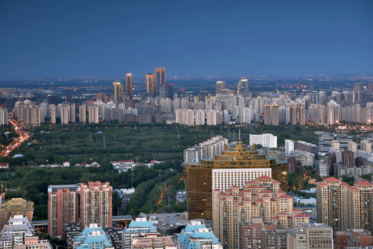 北京望京城市建筑风光夜景