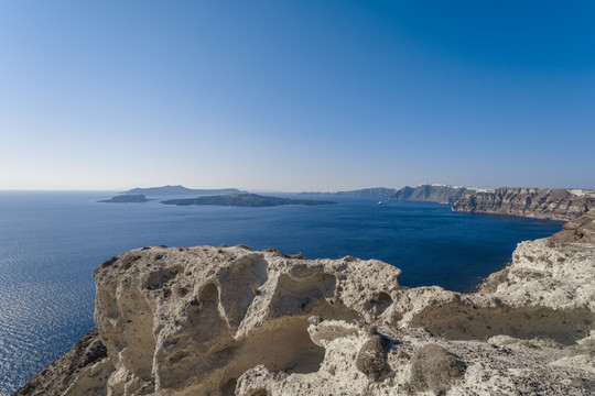 希腊圣托里尼海岛火山口自然景观