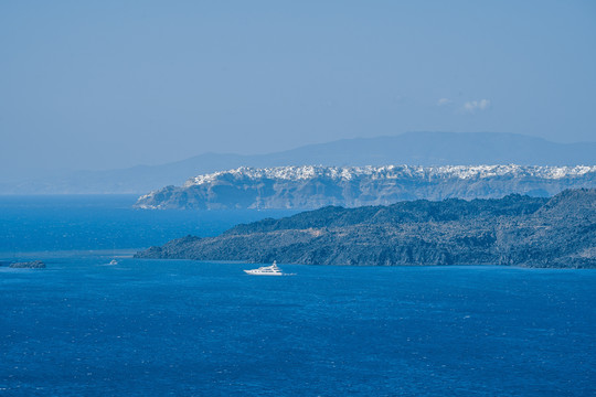 希腊圣托里尼海岛火山口自然景观