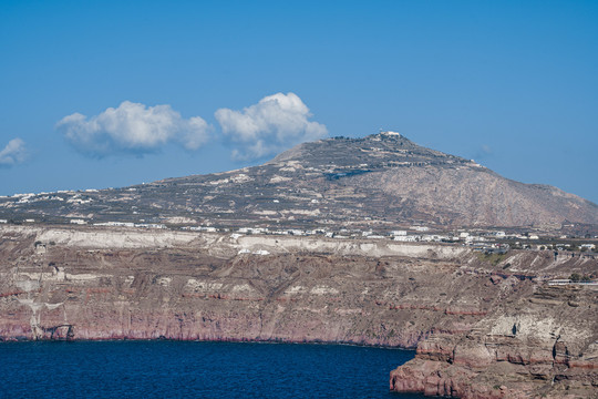 希腊圣托里尼海岛火山口自然景观