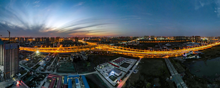 合肥郎溪路与裕溪路交口航拍夜景