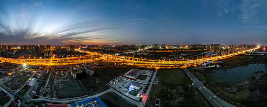 合肥郎溪路与裕溪路交口航拍夜景