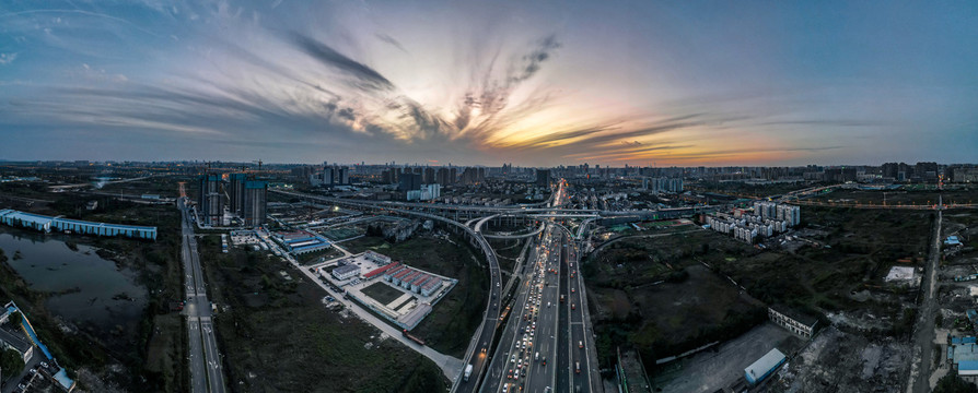 合肥郎溪路与裕溪路交口航拍夜景