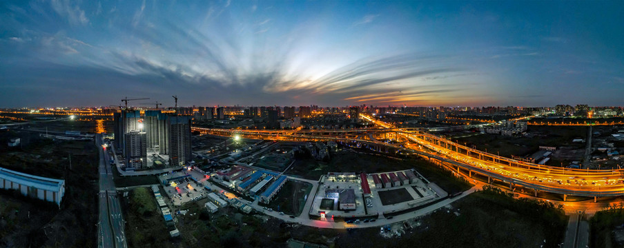 合肥郎溪路与裕溪路交口航拍夜景