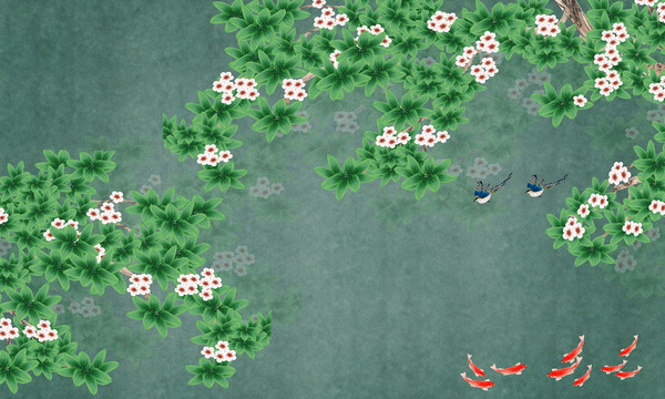 原創(chuàng)花鳥(niǎo)背景墻