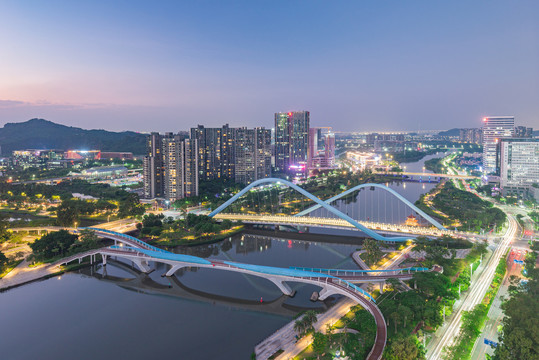 广州南沙蕉门河双桥夜景