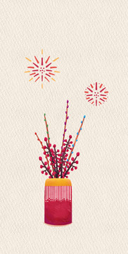 春節(jié)年花新年素材手繪插畫海報(bào)