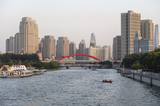 天津海河沿岸建筑风光