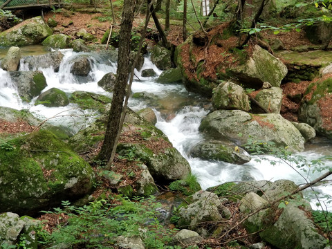 丹东天桥沟山里的溪流岩石