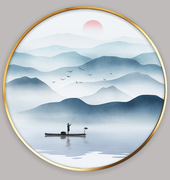 簡(jiǎn)中式現(xiàn)代山水裝飾畫(huà)