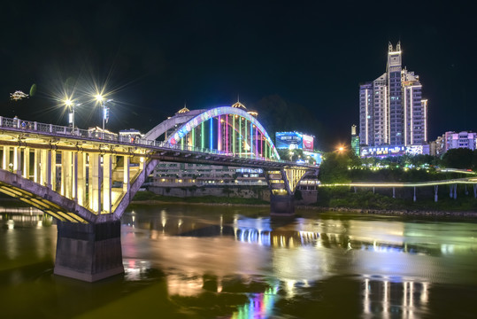 福建南平延平玉屏桥夜景