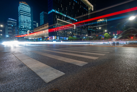 浙江杭州城市建筑夜景风光