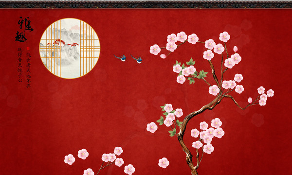 原創(chuàng)花鳥壁畫