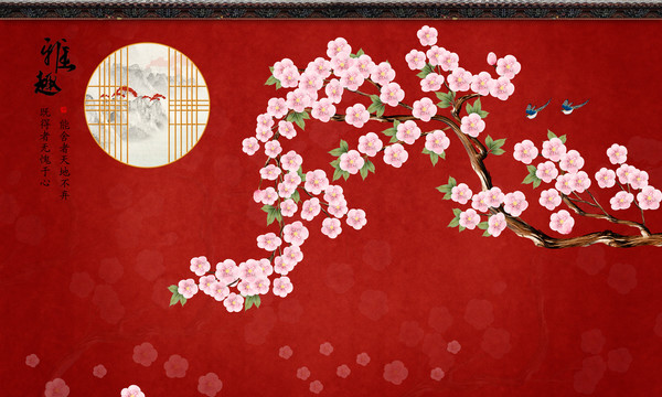 原創(chuàng)花鳥背景墻