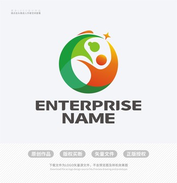 卡通人形养老LOGO标志设计