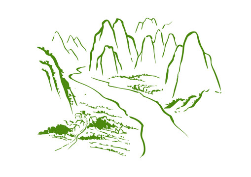 山水風(fēng)景線描
