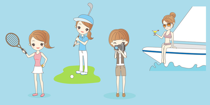 女孩戶外運動攝影 享受假期插圖
