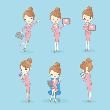 活潑少女商務(wù)套裝工作插圖