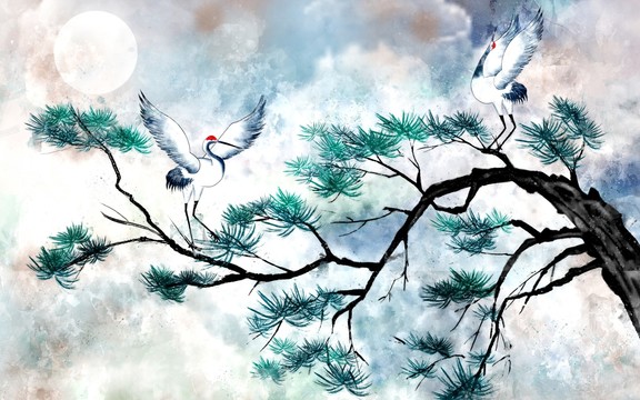 迎客松插畫