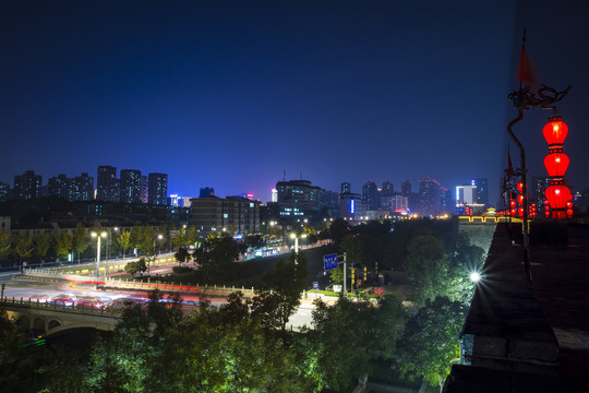 西安夜景含光门