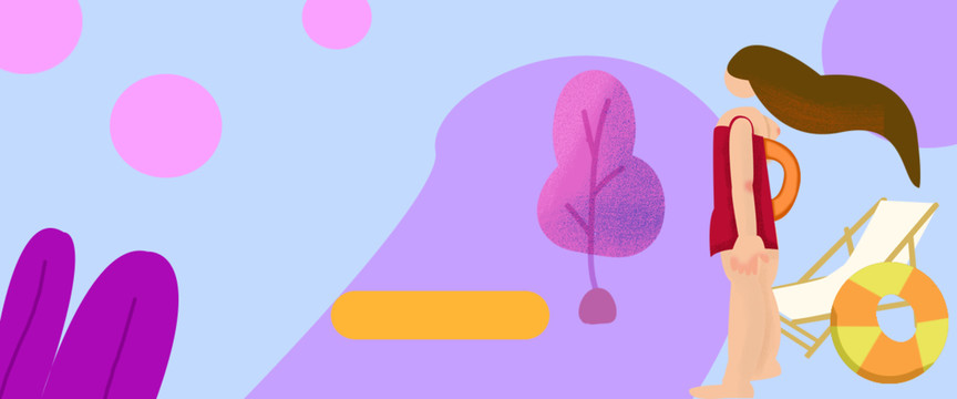 游泳卡通扁平插畫素材