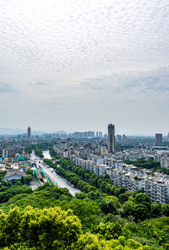 浙江绍兴文笔塔上看绍兴城市风光