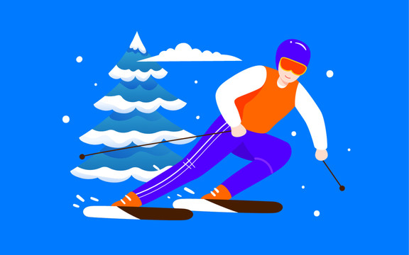 冬奥会滑雪项目人物冬天户外插画