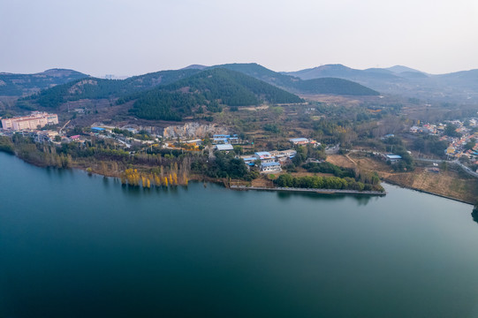 航拍济南两岔河水库