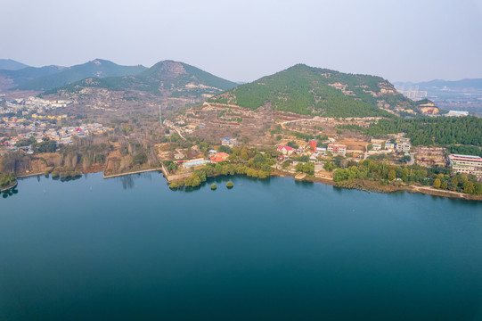 航拍济南两岔河水库