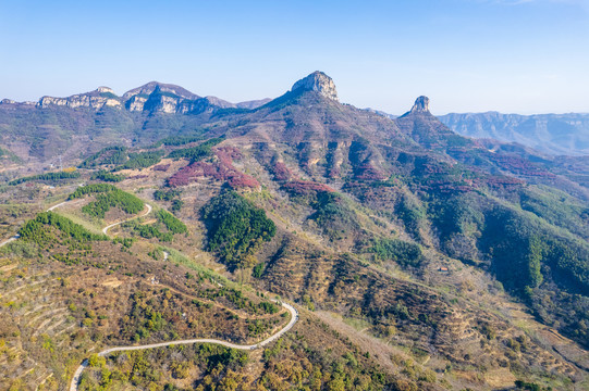 航拍济南大小寨山