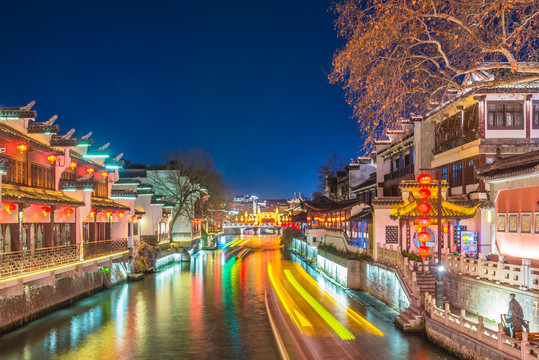 南京秦淮河风景夜景