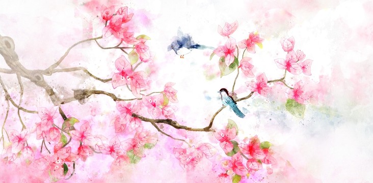 水彩三角梅插畫(huà)