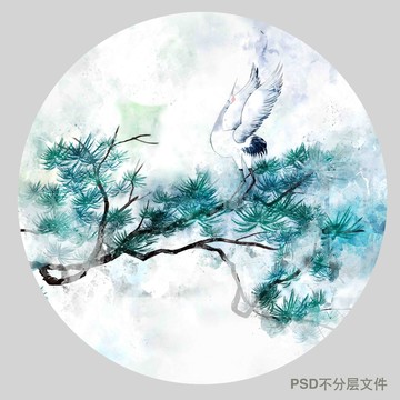 迎客松水彩裝飾畫(huà)