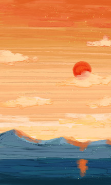 刮刀油畫風(fēng)夕陽風(fēng)景壁紙手機殼