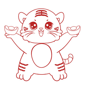 國潮老虎虎年轉(zhuǎn)運(yùn)剪紙