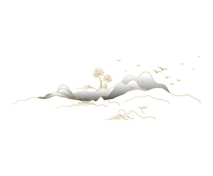 簡約山水線條中式地產(chǎn)裝飾