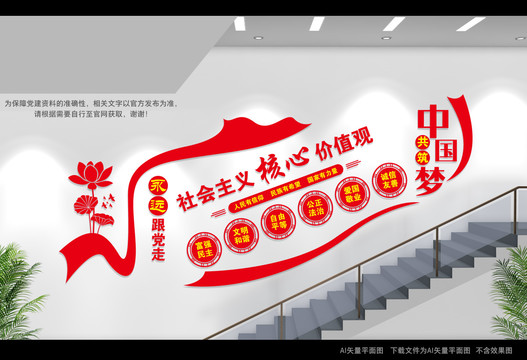 價(jià)值觀樓梯間文化墻