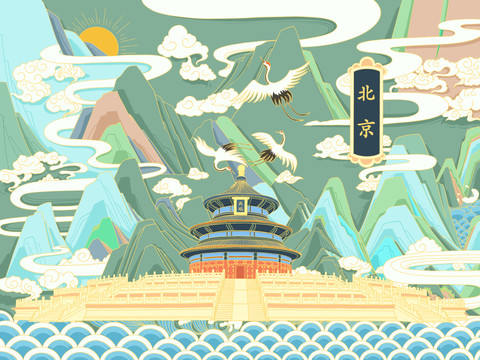北京國潮天壇建筑