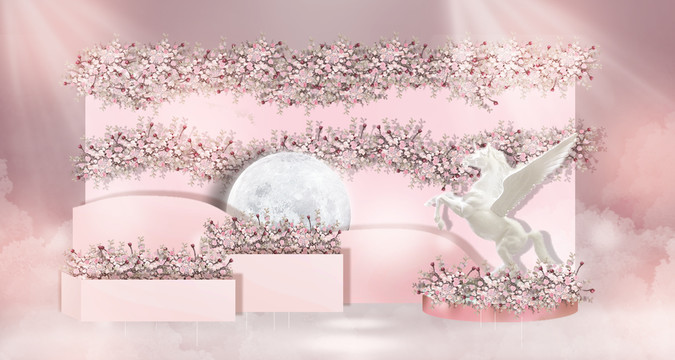 粉色夢幻婚禮迎賓區(qū)效果圖