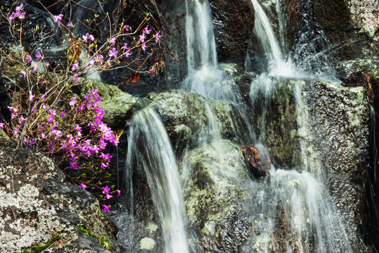 山涧山泉瀑布流水慢门