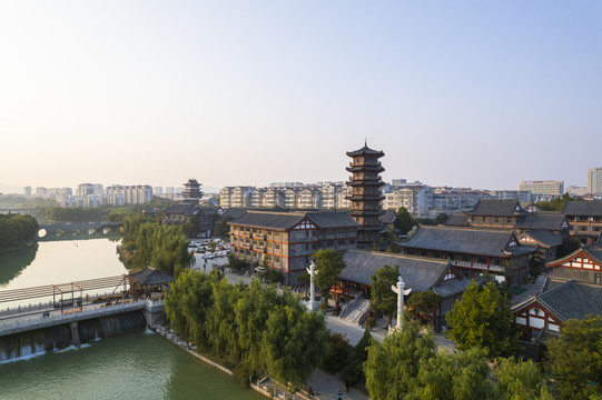 青州南阳河风景区城市风光宋城